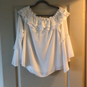 White hours black market, white off shoulder top